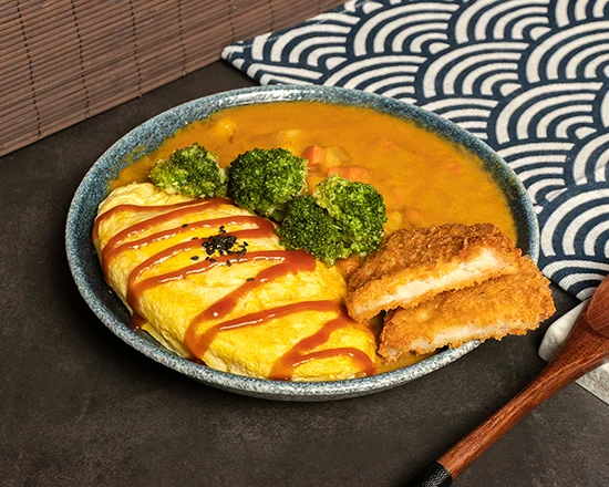 Golden Fish Fillet Omelette Curry Rice