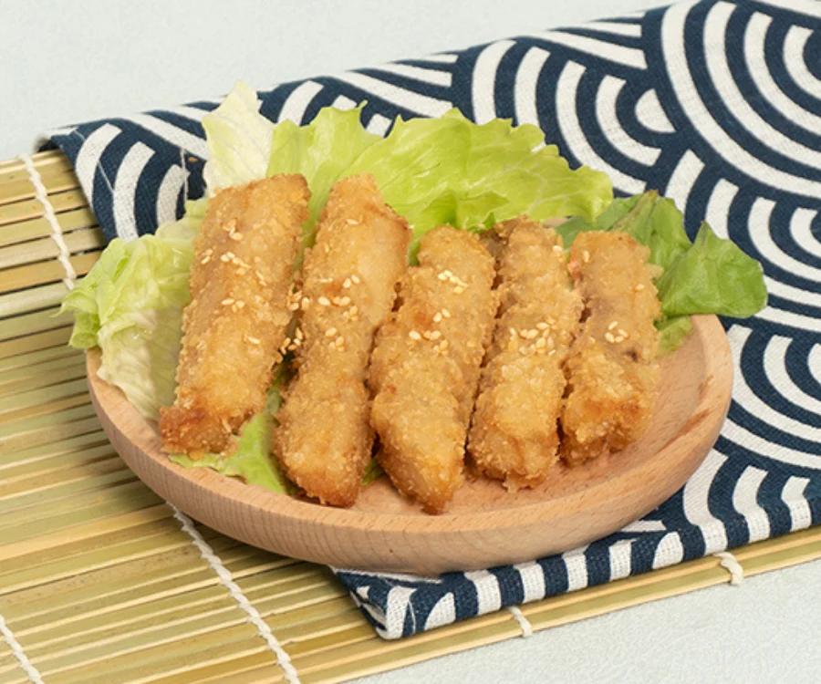 台北飯糰黃金炸魚塊五塊金黃炸魚塊裝盤外酥內嫩
