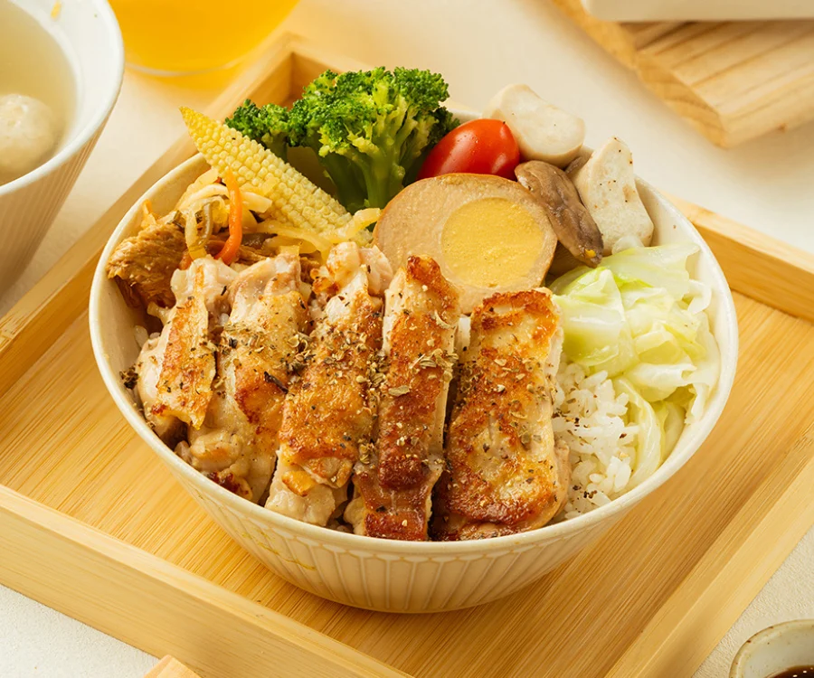 香草風味的義式香烤雞腿餐盒 新竹推薦