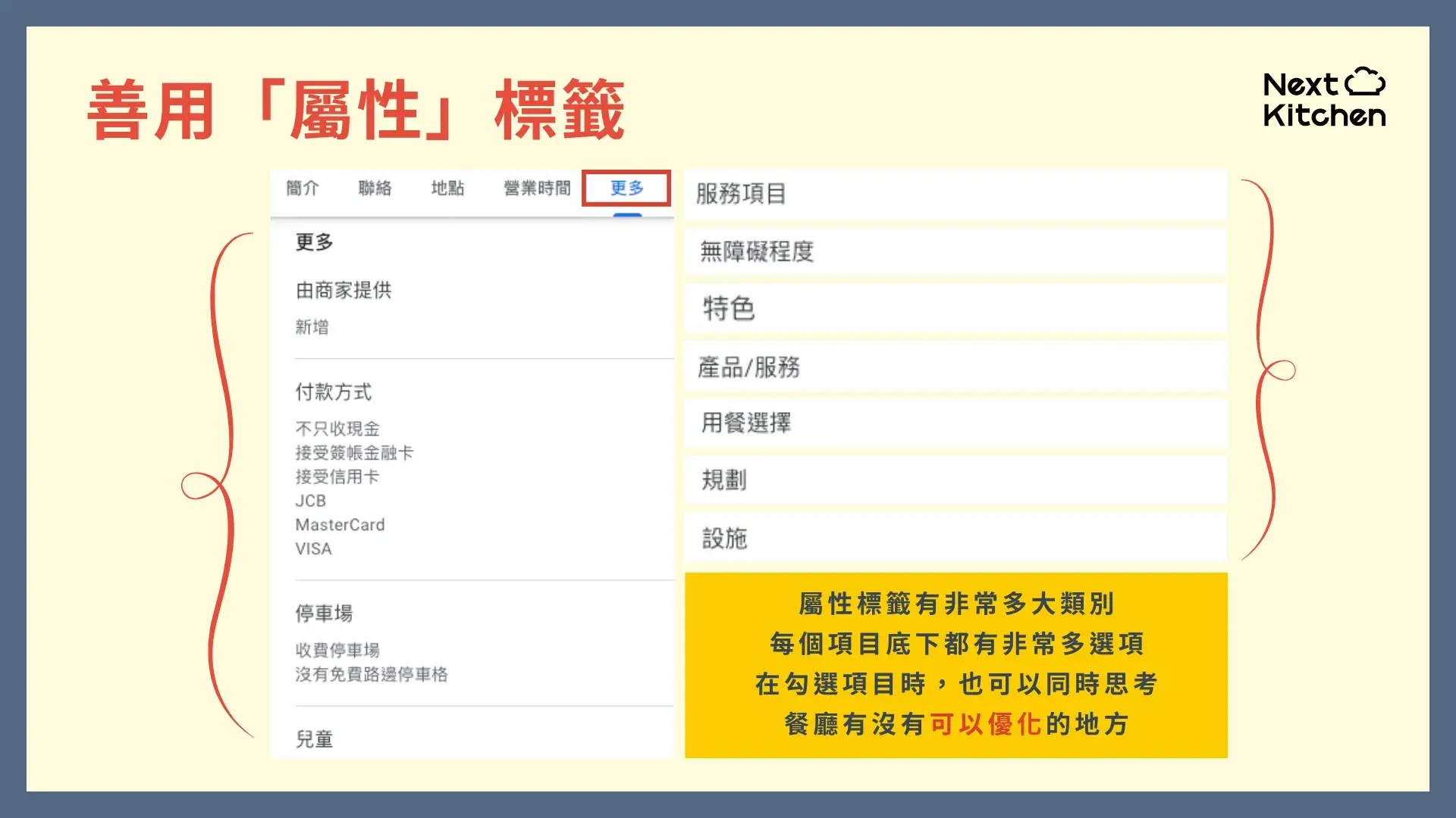 善用 Google 商家檔案「屬性」標籤